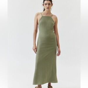 Urban Outfitters Slub Linen Open-Back Midi Dress - XS